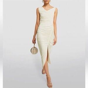 Self-Portrait Ivory Asymmetric Midi Dress